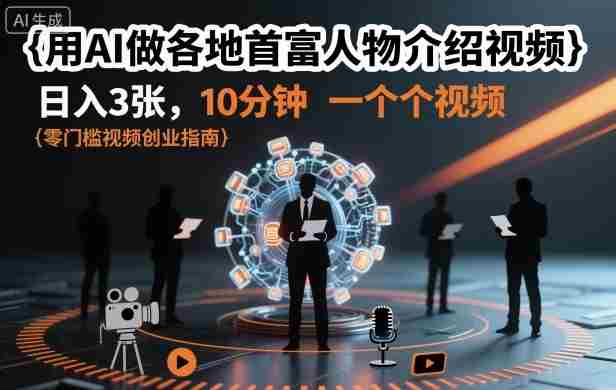 用AI做各地首富人物介绍视频，日入3张，10分钟一个视频-中创网_分享创业项目_互联网资源