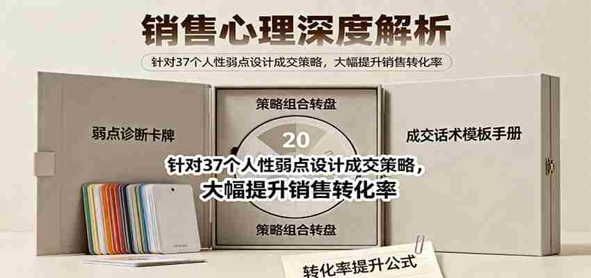 销售心理深度解析：针对37个人性弱点设计成交策略，大幅提升销售转化率！-中创网_分享创业项目_互联网资源