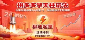 拼多多擎天柱玩法（1.0+1.5），水果生鲜最快2小时起飞，标品最慢2天起链接-中创网_分享创业项目_互联网资源