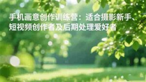 (16510期)手机摄影之画意创作训练营:适合摄影新手、短视频创作者及后期处理爱好者-中创网_分享创业项目_互联网资源