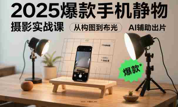 2025爆款手机静物摄影实战课，从构图到布光，不用贵设备，AI辅助出片-中创网_分享创业项目_互联网资源