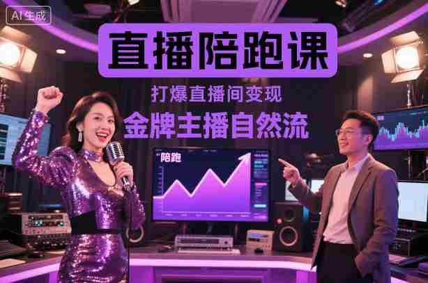 直播陪跑课,金牌主播自然流打爆直播间,复制高变现玩法