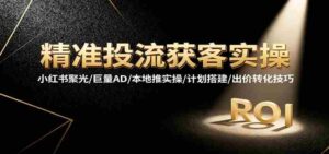 精准投流获客实操，小红书聚光/巨量AD/本地推实操/计划搭建/出价转化技巧-中创网_分享创业项目_互联网资源