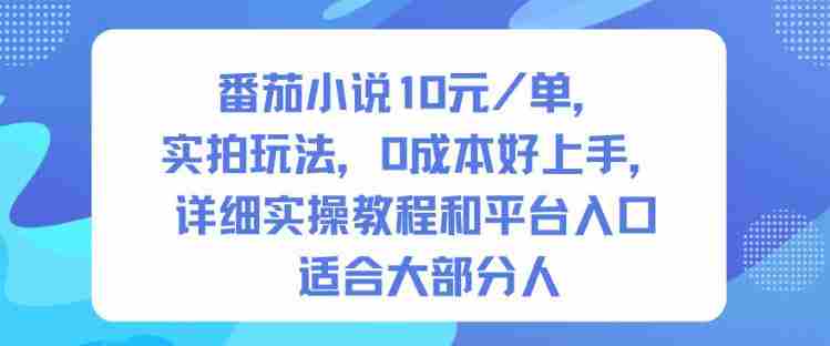 番茄小说10米每单,实拍玩法,0成本好上手,详细实操教程和平台入口适合大部分人