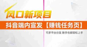 风口新项目，抖音端内宣发【賺钱任务页】，可多平台分发，新手也能轻松上手-中创网_分享创业项目_互联网资源