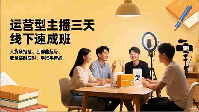 （16630期）运营型主播三天线下班，人货场搭建,四部曲起号,流量实时应对，手把手带练-中创网_分享创业项目_互联网资源