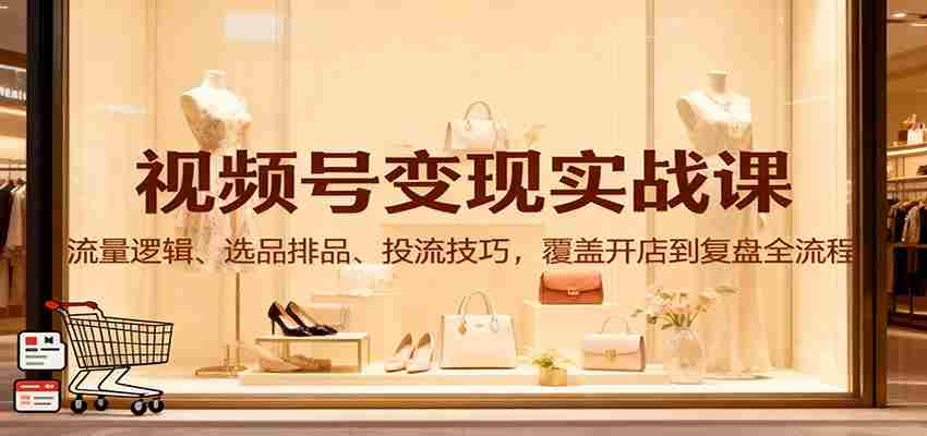 视频号变现实战课：流量逻辑、选品排品、投流技巧，覆盖开店到复盘全流程-中创网_分享创业项目_互联网资源