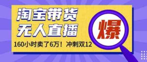 （16665）年前风口！淘宝带货，无人直播160小时卖了6万！-中创网_分享创业项目_互联网资源