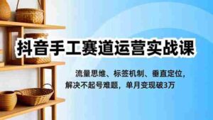 （16667期）抖音手工赛道运营实战课，流量思维、标签机制、垂直定位，解决不起号难题，单月变现破3万-中创网_分享创业项目_互联网资源