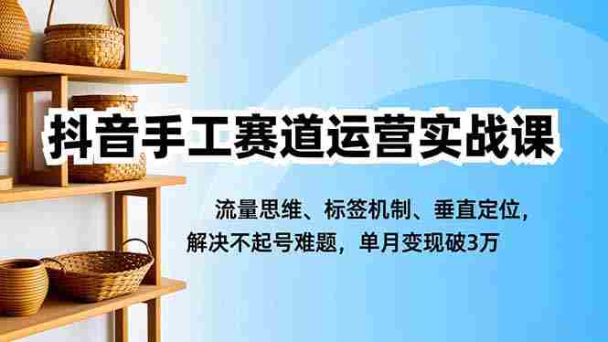 （16667期）抖音手工赛道运营实战课，流量思维、标签机制、垂直定位，解决不起号难题，单月变现破3万-中创网_分享创业项目_互联网资源