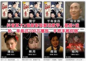 抖音某大V最新影视解说教学,基础+进阶,单条过100万播放,手把手教你做-中创网_分享创业项目_互联网资源