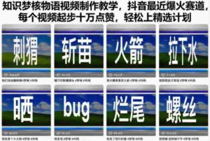 知识梦核物语视频制作教学,抖音最近爆火赛道,每个视频起步十万点赞,轻松上精选计划-中创网_分享创业项目_互联网资源