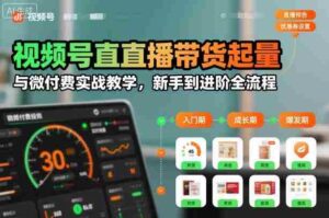 视频号直播带货起量与微付费实战教学,新手到进阶全流程-中创网_分享创业项目_互联网资源