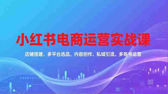 （16695期）小红书电商运营实战课，店铺搭建、多平台选品、内容创作、私域引流、多账号运营等玩法-中创网_分享创业项目_互联网资源