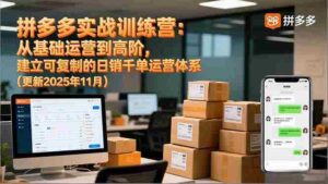 （16700期）拼多多实战训练营：从基础运营到高阶，建立可复制的日销千单运营体系（更新11月）-中创网_分享创业项目_互联网资源