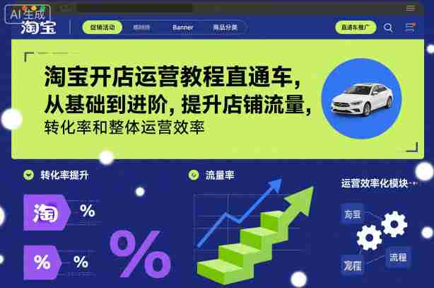 淘宝开店运营教程直通车,从基础到进阶,提升店铺流量,转化率和整体运营效率(更新11月)