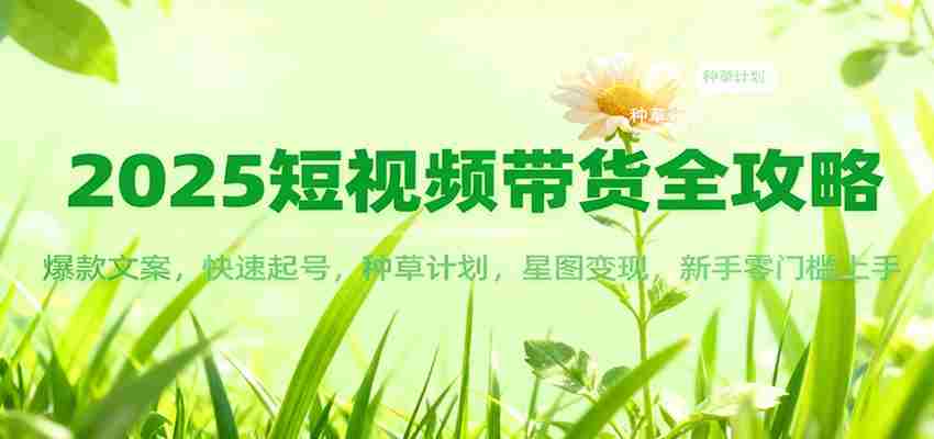2025短视频带货全攻略：爆款文案，快速起号，种草计划，星图变现，新手零门槛上手-中创网_分享创业项目_互联网资源